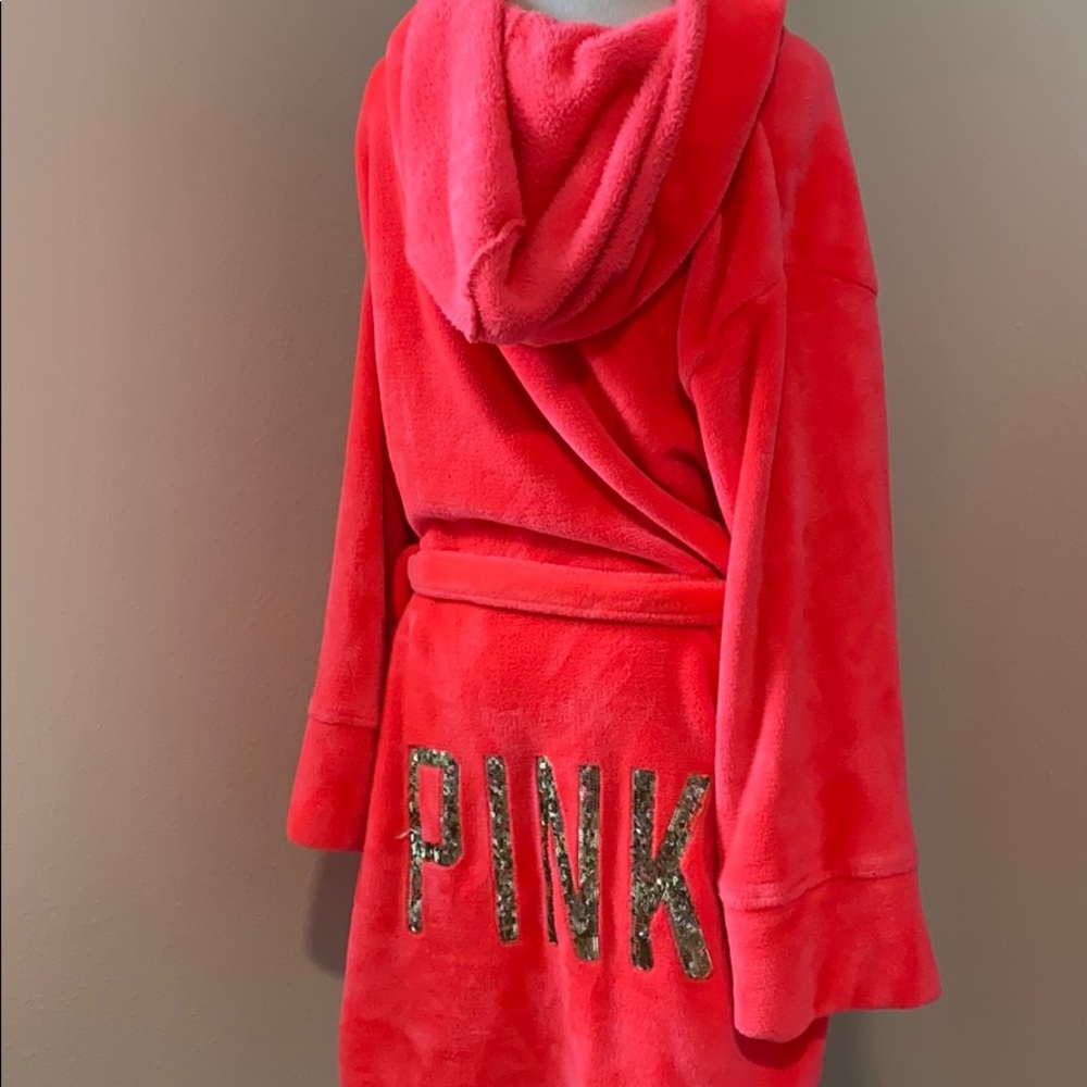 Victoria’s Secret pink hot pink robe gold sequins